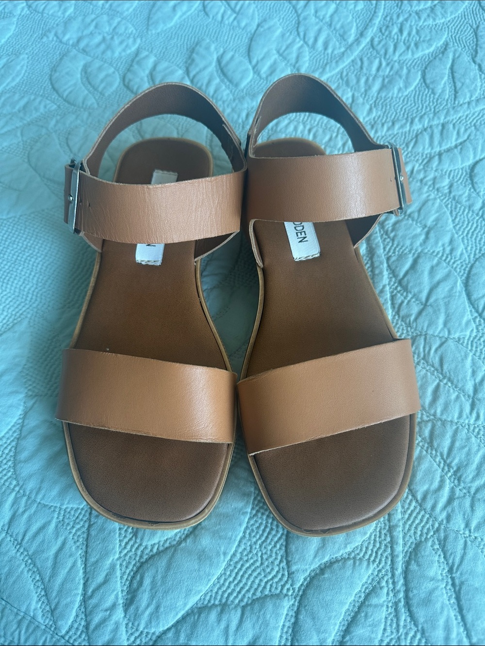 Women’s Steve Madden Tan Slide Sandals - Classic Two-Strap Design
